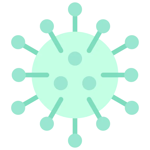 Stylized illustration of a coronavirus particle, the subject of Quizzify's free coronaquizzes.